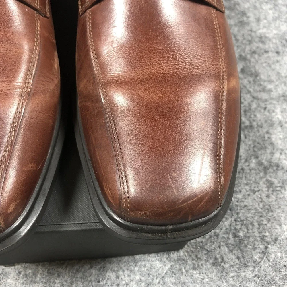 Ecco Helsinki 2 Shoes Mens 11.5 Brown Leather Derby Square Toe Comfort Dress